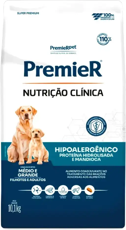 Ração Premier Nutrição Clínica Hipoalergênico para Cães Adultos Médio e Grande Porte - 10,1Kg