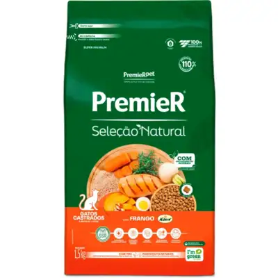 Ração Premier Seleção Natural Frango para Gatos Castrados