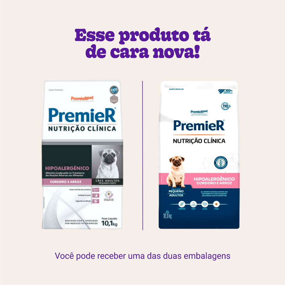 Ração Premier Nutrição Clínica Hipoalergênico Cordeiro e Arroz para Cães Adultos Pequeno Porte - 10,1Kg