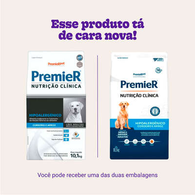 Ração Premier Nutrição Clínica Hipoalergênico Cordeiro e Arroz para Cães Adultos Médio e Grande Porte