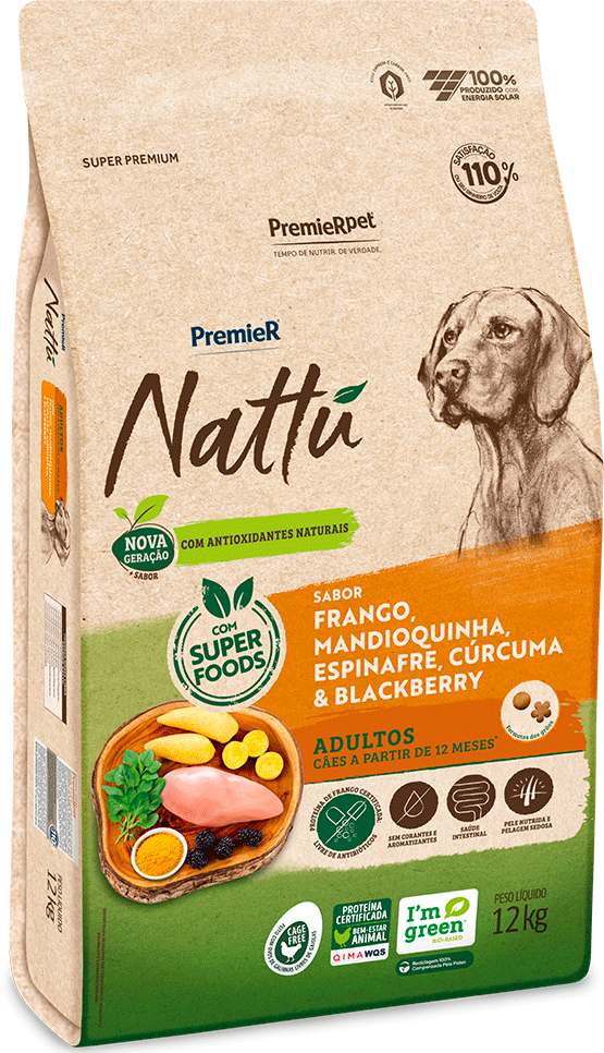 Ração Seca PremieR Nattú Mandioquinha para Cães Adultos - 12Kg