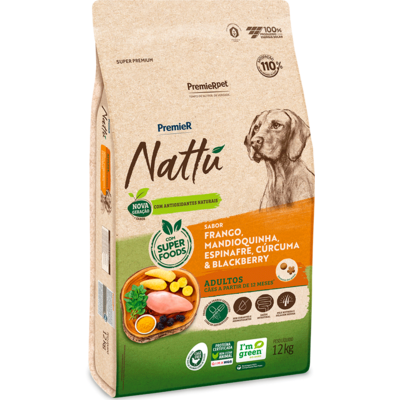 Ração Seca PremieR Nattú Mandioquinha para Cães Adultos