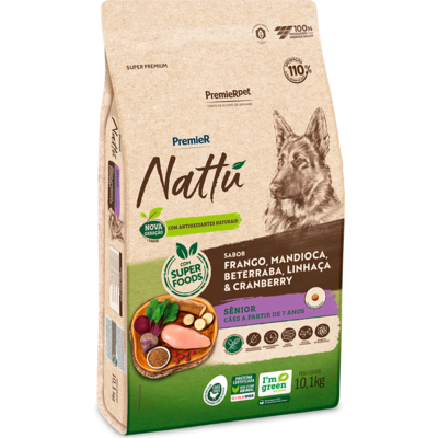 Ração Seca PremieR Nattú Sabor Mandioca para Cães Idosos