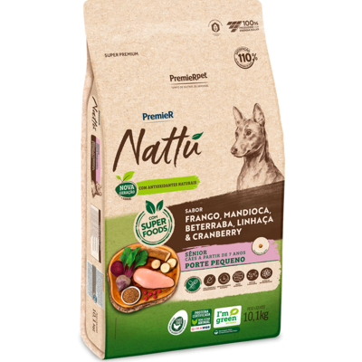 Ração Seca PremieR Nattú Mandioca para Cães Idosos Porte Pequeno