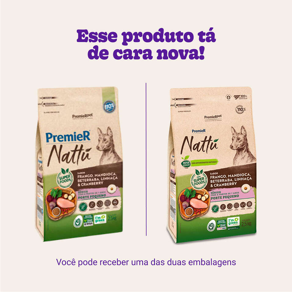 Ração Seca PremieR Nattú Mandioca para Cães Idosos Porte Pequeno - 2,5Kg