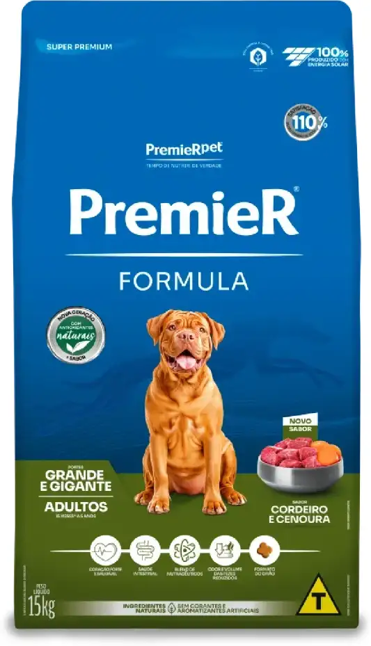 Ração Premier Formula Carne de Cordeiro para Cães Adultos de Raças Grandes e Gigantes - 15Kg