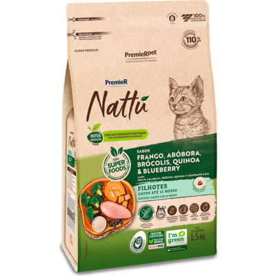 Ração Seca PremieR Nattú Abóbora para Gatos Filhotes