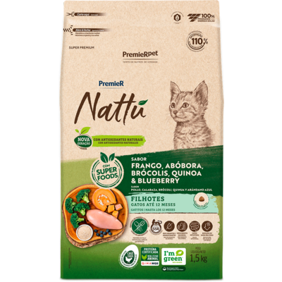 Ração Seca PremieR Nattú Abóbora para Gatos Filhotes