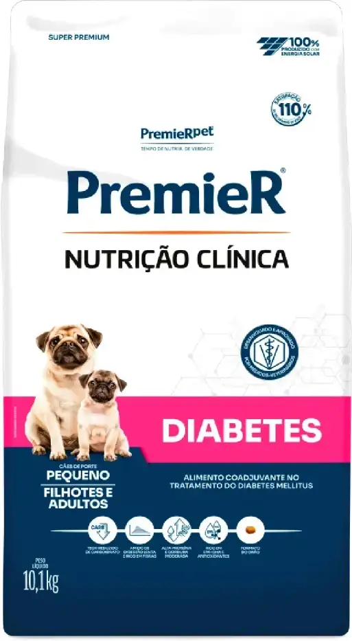 Ração Premier Pet Nutrição Clínica Diabetes para Cães Adultos e Filhotes Pequeno Porte - 10,1Kg