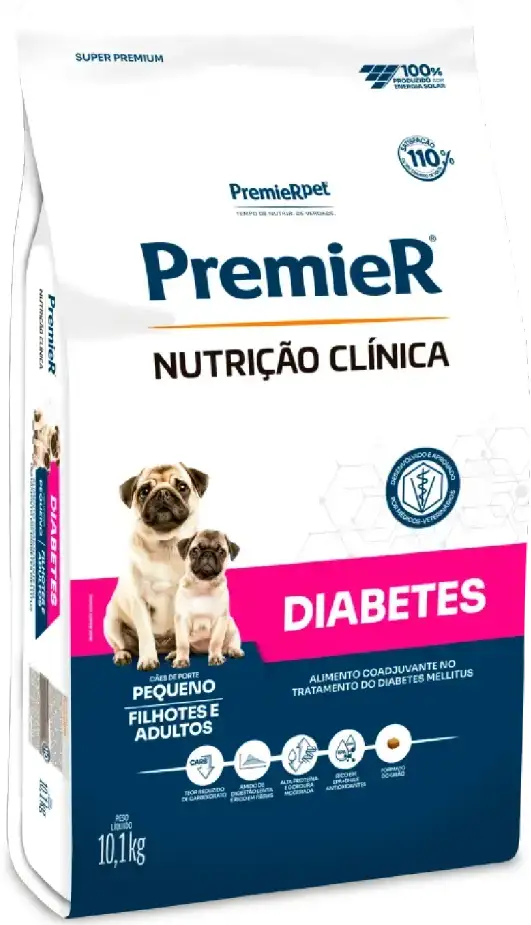 Ração Premier Pet Nutrição Clínica Diabetes para Cães Adultos e Filhotes Pequeno Porte - 10,1Kg