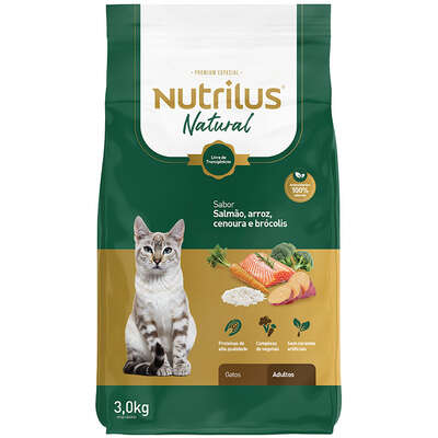 Ração Seca Nutrilus Natural Sabor Salmão e Arroz para Gatos Adultos