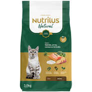 Ração Seca Nutrilus Natural Sabor Salmão e Arroz para Gatos Adultos - 3Kg