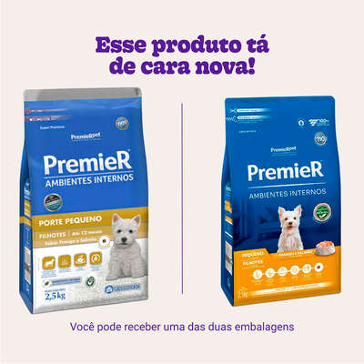 Ração Premier Pet Ambientes Internos Cães Filhotes Frango e Salmão - 2,5 Kg