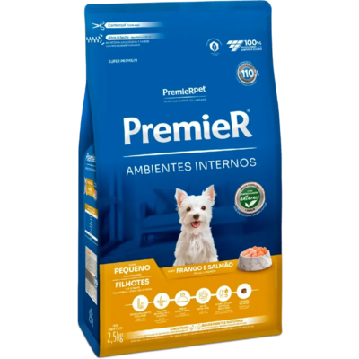 Ração Premier Pet Ambientes Internos Cães Filhotes Frango e Salmão - 2,5 Kg