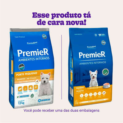 Ração Premier Pet Ambientes Internos Cães Filhotes Frango e Salmão - 12 Kg