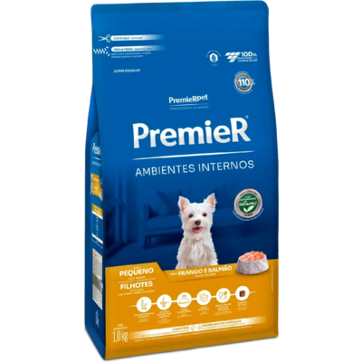 Ração Premier Pet Ambientes Internos Cães Filhotes Frango e Salmão - 1 Kg
