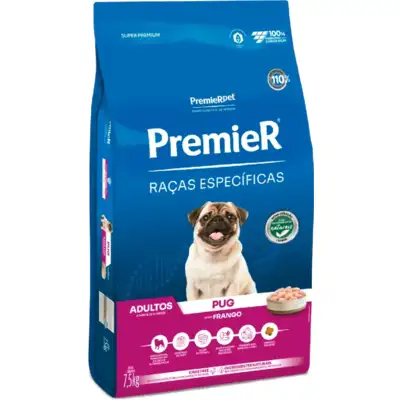 Ração Seca Premier Pet Raças Especificas Pug para Cães Adultos Porte Pequeno