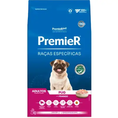 Ração Seca Premier Pet Raças Especificas Pug para Cães Adultos Porte Pequeno