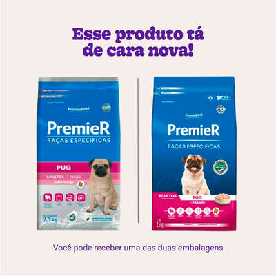 Ração Seca Premier Pet Raças Especificas Pug para Cães Adultos Porte Pequeno