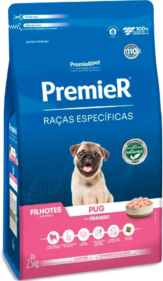 Ração Seca Premier Pet Raças Especificas Pug para Cães Filhotes Porte Pequeno - 2,5Kg