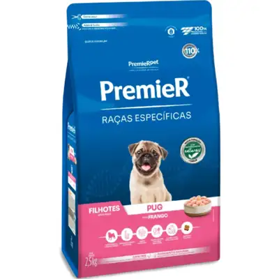Ração Seca Premier Pet Raças Especificas Pug para Cães Filhotes Porte Pequeno