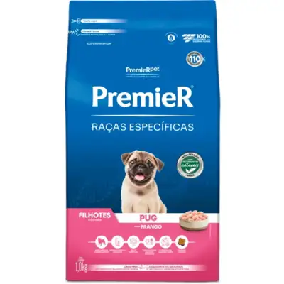 Ração Seca Premier Pet Raças Especificas Pug para Cães Filhotes Porte Pequeno