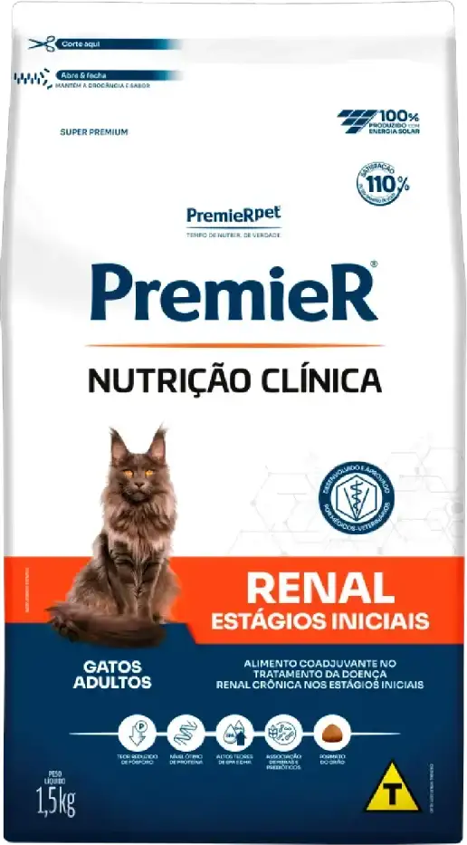 Ração Seca PremieR Nutrição Clínica Renal Estágios Iniciais para Gatos Adultos - 1,5Kg