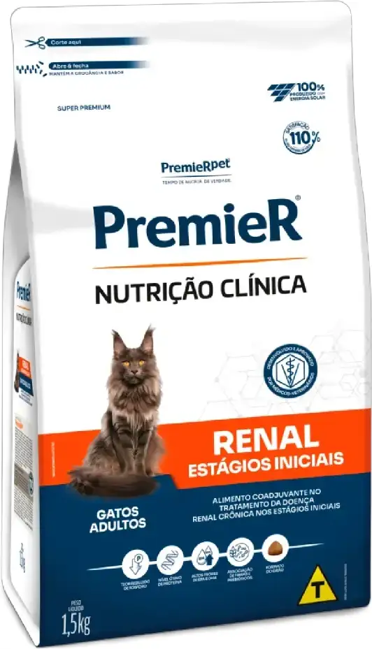 Ração Seca PremieR Nutrição Clínica Renal Estágios Iniciais para Gatos Adultos - 1,5Kg