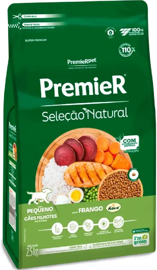 Ração Premier Seleção Natural para Cães Filhotes de Raças Pequenas - 2,5Kg