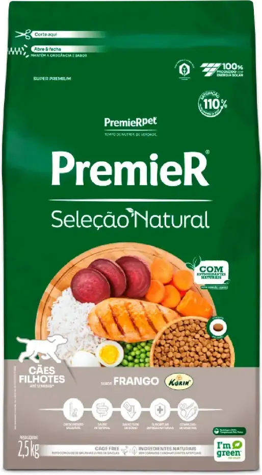 Ração Premier Seleção Natural para Cães Filhotes Até 12 Meses - 2,5Kg