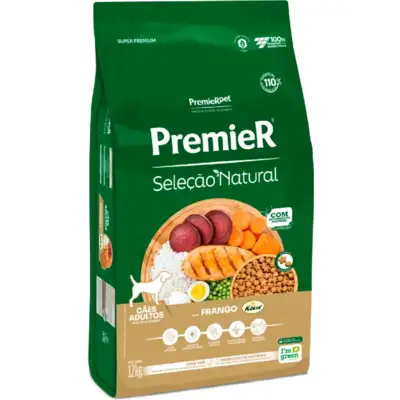 “Ração Premier Seleção Natural para Cães Adultos”