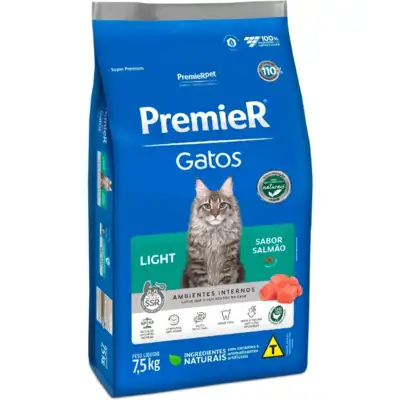 Ração Premier Pet Gatos Ambientes Internos Light Adultos Salmão”