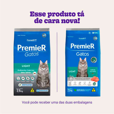 Ração Premier Pet Gatos Ambientes Internos Light Adultos Salmão