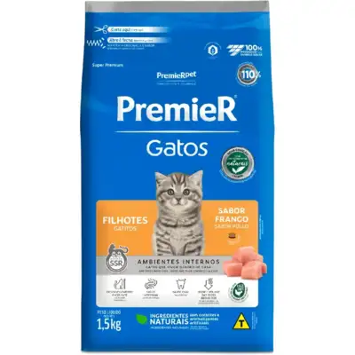 Ração Premier Pet Ambientes Internos Gatos Filhotes Frango