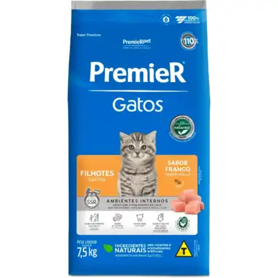 Ração Premier Pet Ambientes Internos Gatos Filhotes Frango