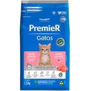 Ração Premier Pet Ambientes Internos Gatos Filhotes Pelos Longos Salmão - 1,5Kg