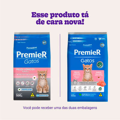 Ração Premier Pet Ambientes Internos Gatos Filhotes Pelos Longos Salmão