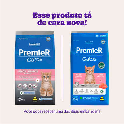 Ração Premier Pet Ambientes Internos Gatos Filhotes Pelos Longos Salmão