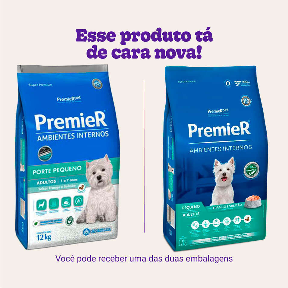 Ração Premier Pet Ambientes Internos Cães Adultos Frango e Salmão - 12Kg