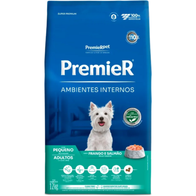 Ração Premier Pet Ambientes Internos Cães Adultos Frango e Salmão - 12 Kg