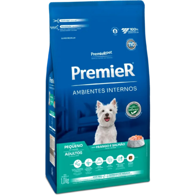 Ração Premier Pet Ambientes Internos Cães Adultos Frango e Salmão - 1 Kg