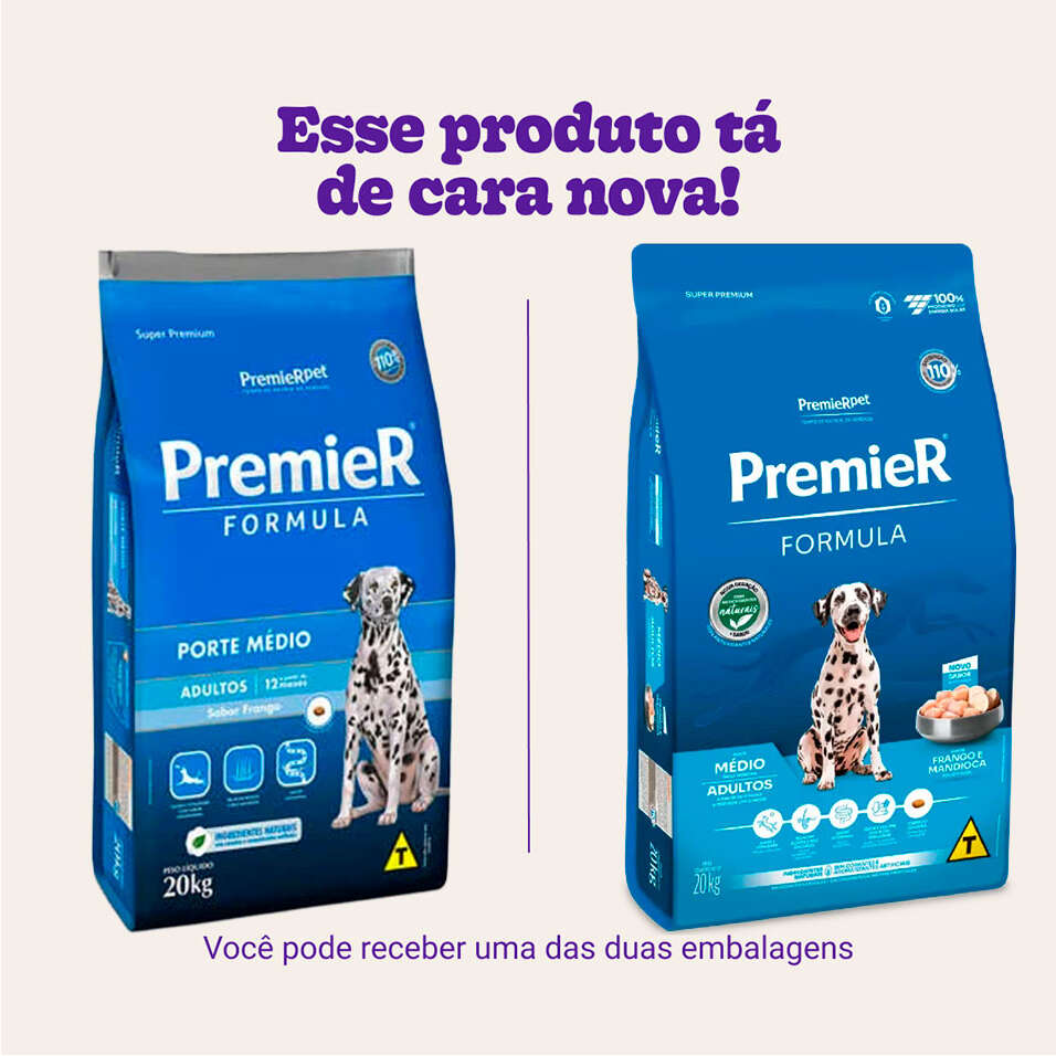 Ração Premier Pet Formula Frango Cães Adultos Raças Médias - 20Kg