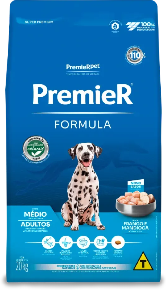 Ração Premier Pet Formula Frango Cães Adultos Raças Médias - 20Kg
