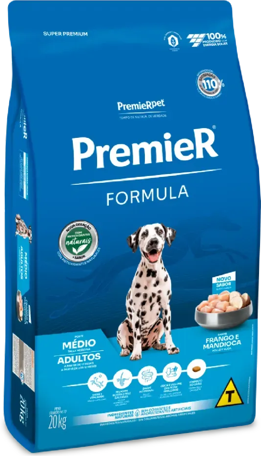 Ração Premier Pet Formula Frango Cães Adultos Raças Médias - 20Kg
