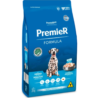 Ração Premier Pet Formula Frango Cães Adultos Raças Médias - 20 Kg