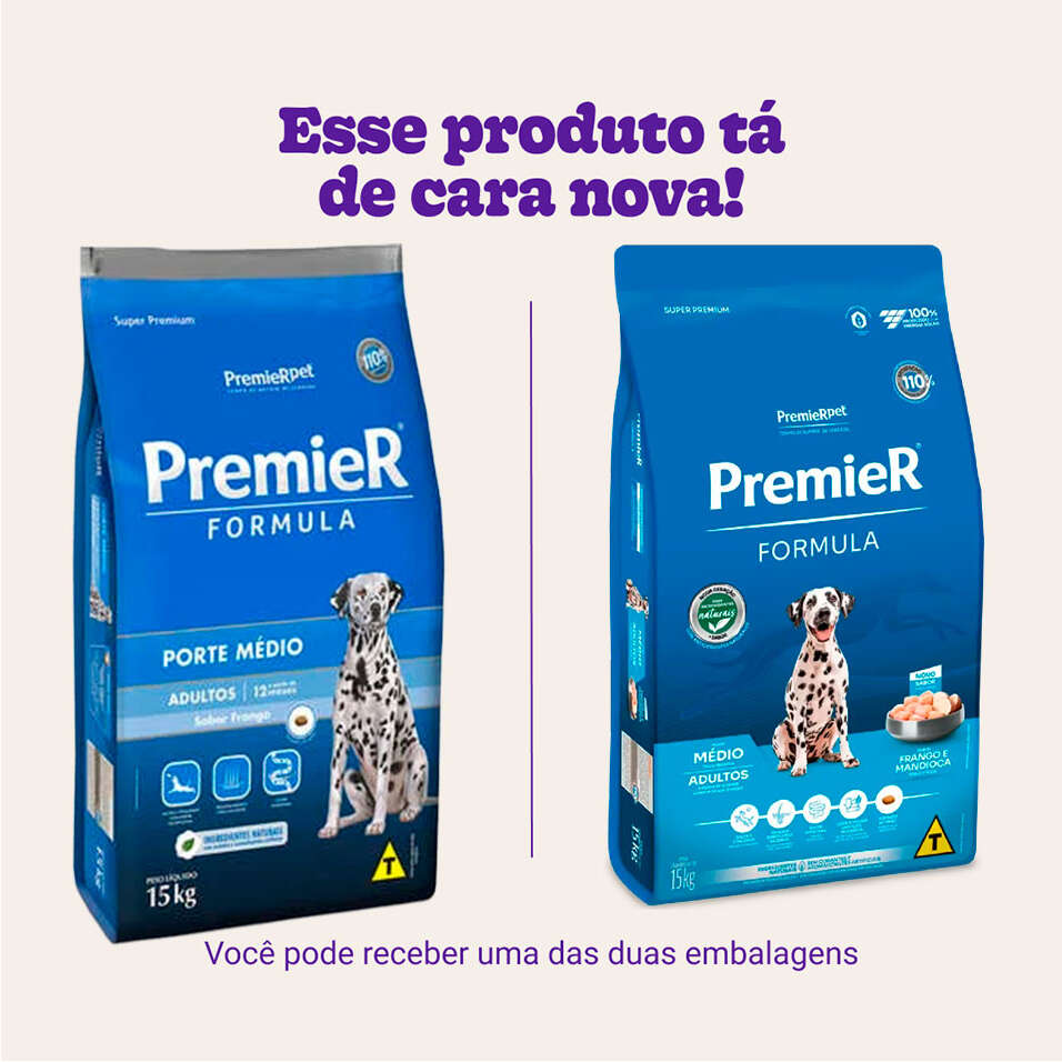 Ração Premier Pet Formula Frango Cães Adultos Raças Médias - 15Kg