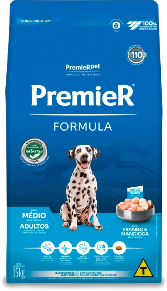 Ração Premier Pet Formula Frango Cães Adultos Raças Médias - 15Kg