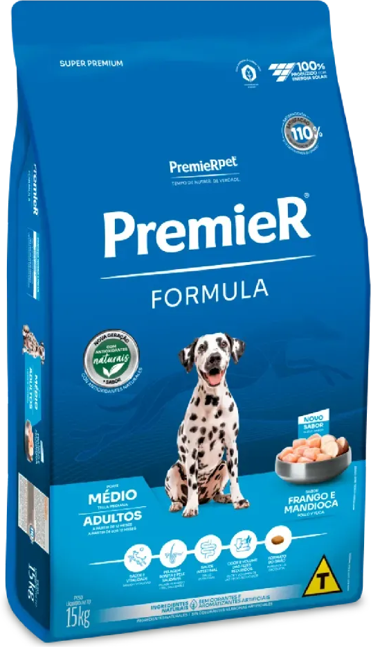 Ração Premier Pet Formula Frango Cães Adultos Raças Médias - 15Kg