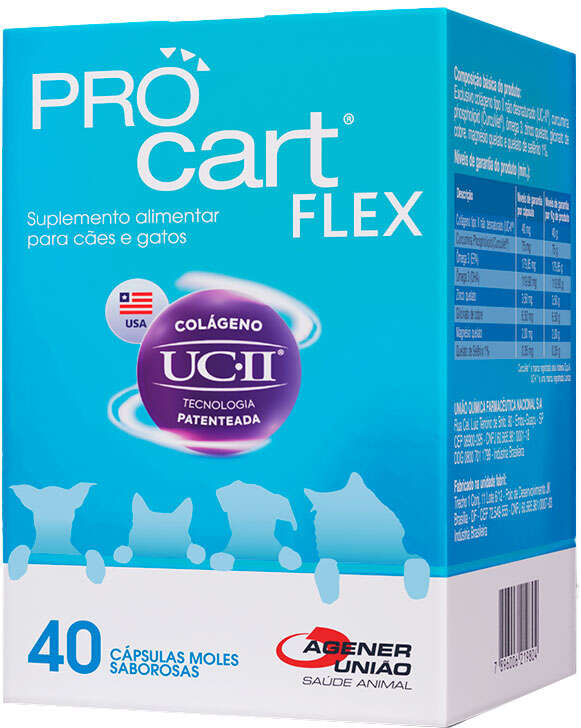 Suplemento Alimentar Agener União Pro Cart Flex para Cães e Gatos - 40 Cápsulas