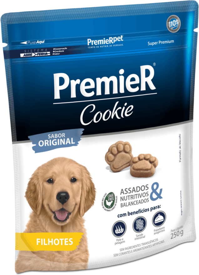 Biscoito PremieR Cookie para Cães Filhotes Porte Médio e Grande Sabor Frango - 250g